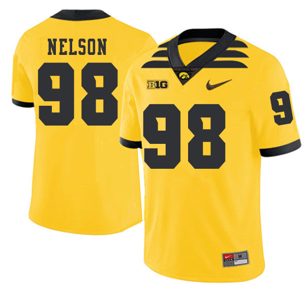 2019 Men #98 Anthony Nelson Iowa Hawkeyes College Football Alternate Jerseys Sale-Gold